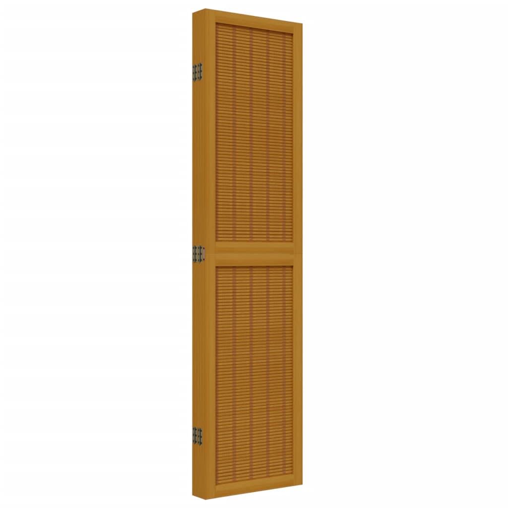 Room Divider 5 Panels Brown Solid Wood Paulownia